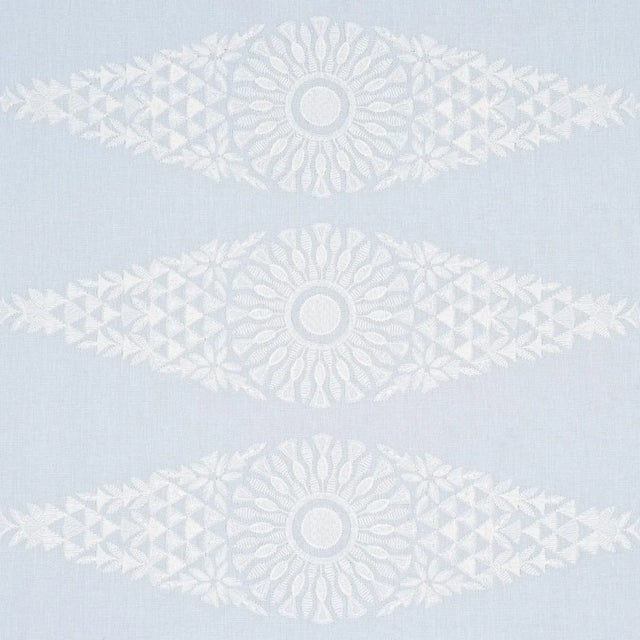 Contemporary Schumacher Tasmin Embroidery Fabric In Soft Blue For Sale - Image 3 of 5