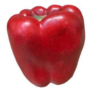 Mary Kirk Kelly Trompe L’Oeil Ceramic Red Bell Pepper Sculpture For Sale