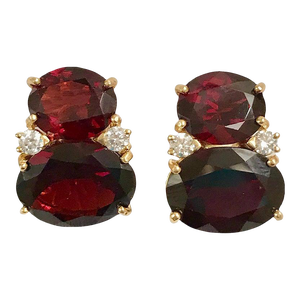 Christina Addison Large Gum Drop Earrings With Garnet and Diamonds