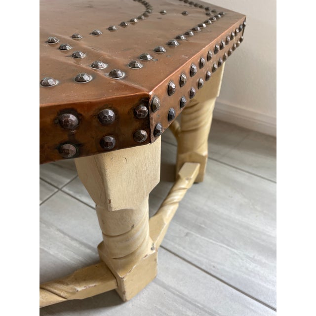 Copper 1960s Brown-Saltman Spanish Mission Style Copper-Top Octagonal Cocktail Table For Sale - Image 8 of 12