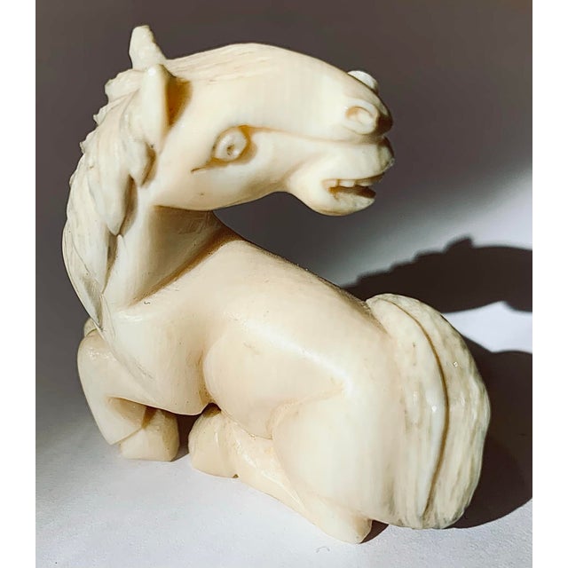 Japanese Antique Japanese Netsuke of a Reclining Horse For Sale - Image 3 of 12