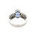 Elegant platinum ring centered with a striking 3.40 carat oval blue sapphire, beautifully accented by marquise-cut...
