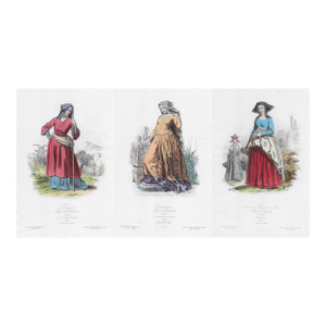 French Court Fashion Hand Colored Engravings - A Set of 3