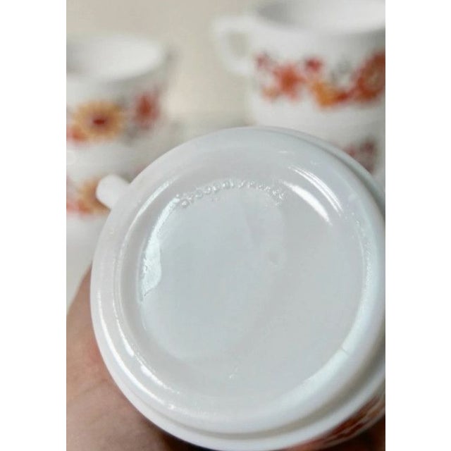 1970s Vintage Cups Flore Collection from Arcopal, France, 1970s, Set of 5 For Sale - Image 5 of 9