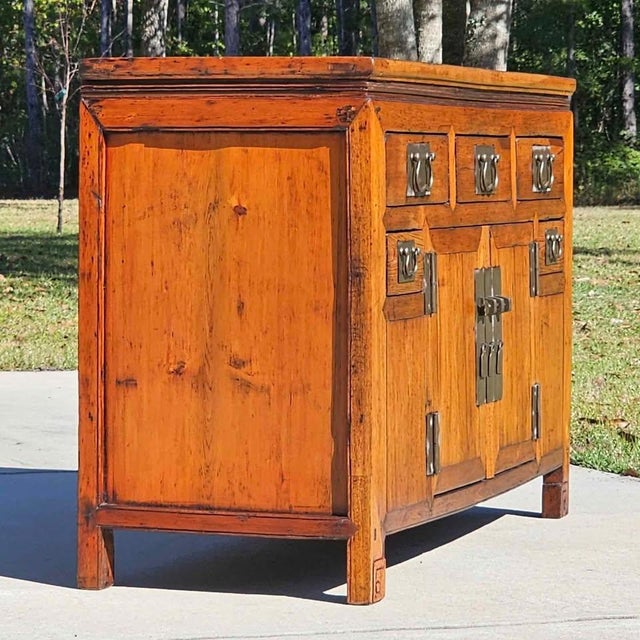 Chinese Antique Chinese Elm / Elmwood Altar Cabinet | Sideboard | Server | Sofa Table | Console | Credenza For Sale - Image 3 of 9