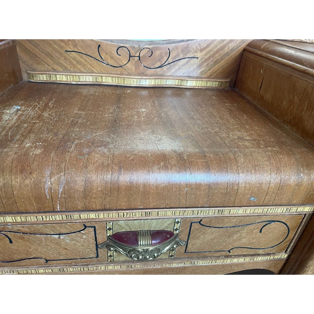 Vintage Art Deco Waterfall Makeup Vanity With Storage & Mirror Chairish