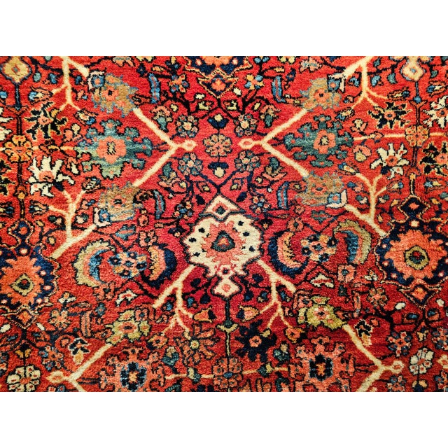 Antique Persian Mahal Sultanabad Rug, Hand-Knotted Wool, Geometric Pattern, 9x13, Red & Navy For Sale - Image 18 of 18