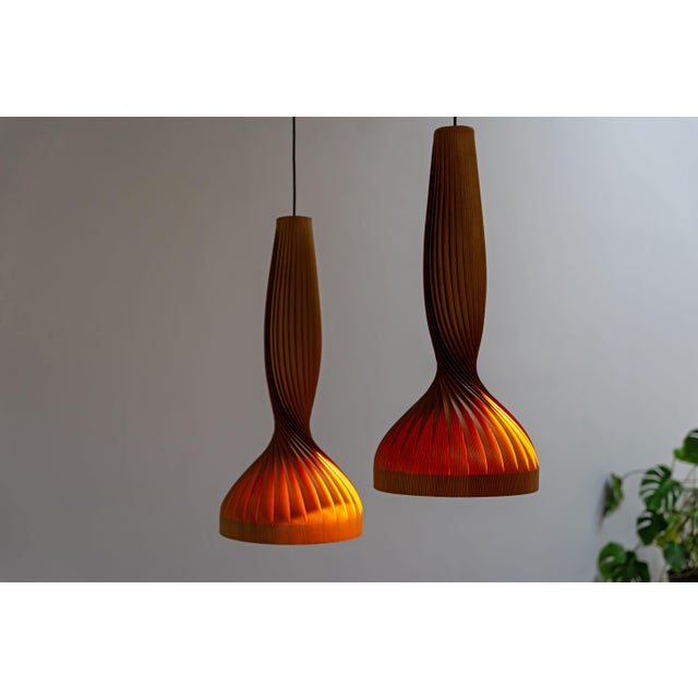 Tan Pine Pendant Lamps by Hans-Agne Jakobsson Ellysett Sweden, 1960s, Set of 2 For Sale - Image 8 of 18
