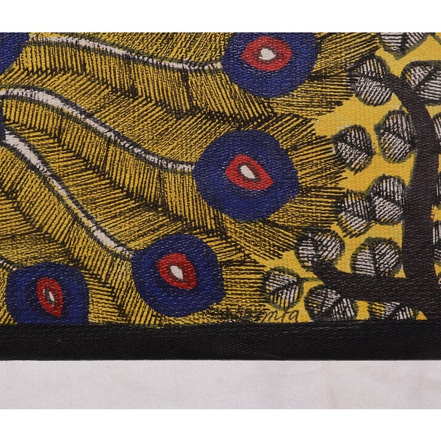 Folk Art Mamta Devi – National Award Winner (2016) | Hand-Painted Madhubani Peacock Painting on Handmade Khadi Paper For Sale - Image 3 of 4