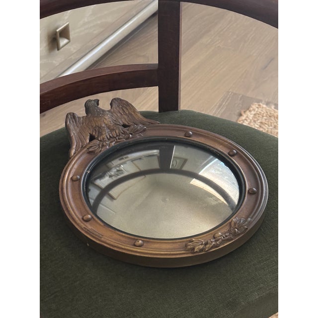 Small Scale Antique Federal Revival Giltwood Eagle Convex Bullseye Mirror (#1 of 2 Listed) For Sale - Image 12 of 17