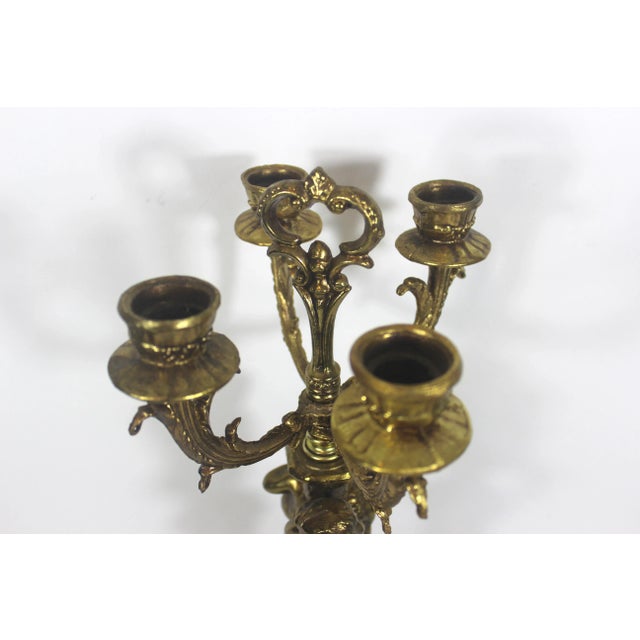 Metal 1930s Gilt Brass or Bronze Candelabra With Cherubs For Sale - Image 7 of 10