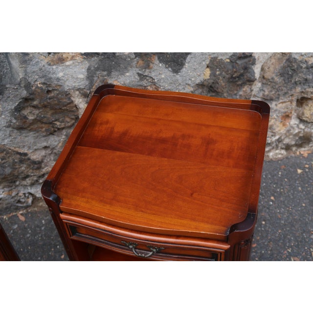 Brown Pair of French Louis XV Style Side Tables Nightstands For Sale - Image 8 of 15