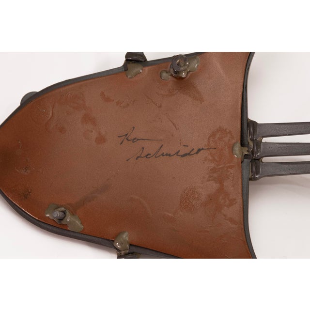 Brass Pair of Metal and Brass Ron Schmidt Signed Brutalist Wall Hanging Fish For Sale - Image 8 of 10