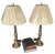 Pair of Vintage Solid Brass Candlestick Table Lamps With Knife-Pleated Shades For Sale - Image 12 of 13