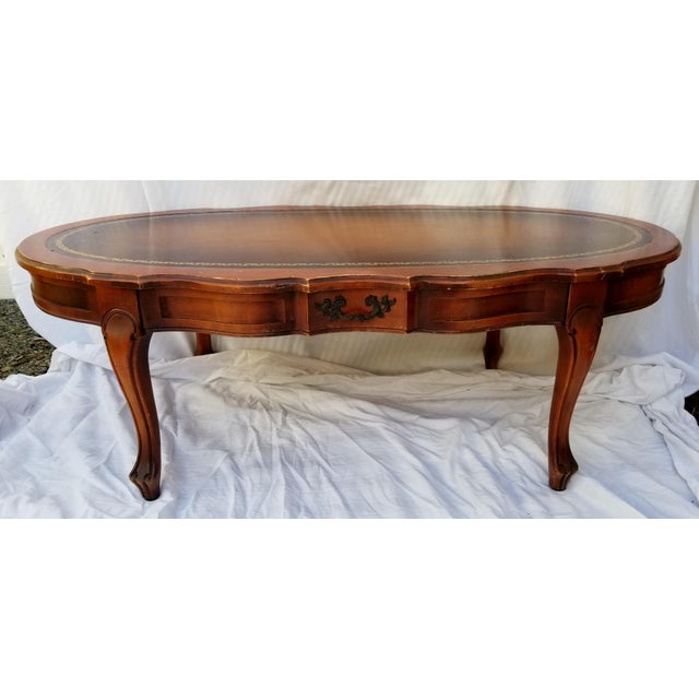 Queen Anne LeatherTop Oval Coffee Table Chairish