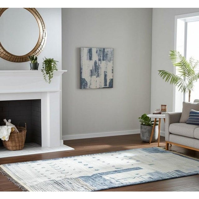 Ivory 6x10 Gray Hand-Knotted Wool Asymmetrical Border Tribal Modern Carpet Rug For Sale - Image 8 of 8