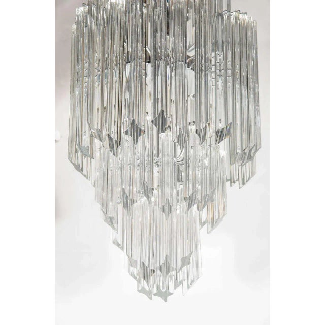 Mid-Century Modern Mid-Century Modernist Skyscraper Form, Four-Tier Cut Triedre Camer Chandelier For Sale - Image 3 of 6