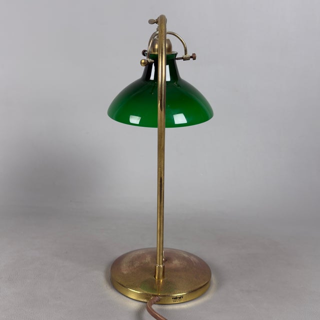 Modern Green and White Brass and Murano Glass Table Lamp from Valenti Luce, 1970s For Sale - Image 3 of 14