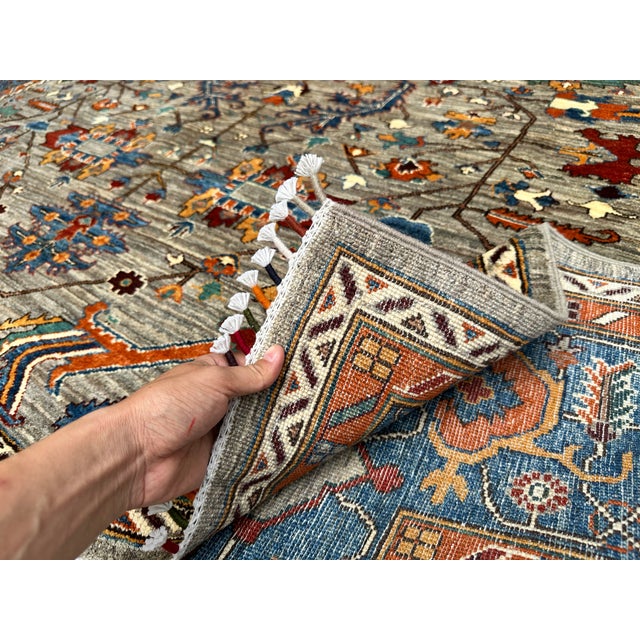 Grey Khotan Hand-Knotted Wool Rug - 9'6" X 8'0" For Sale - Image 12 of 13