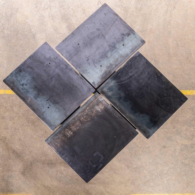 Vintage Black Steel Square Café Table, 1950 For Sale - Image 4 of 9