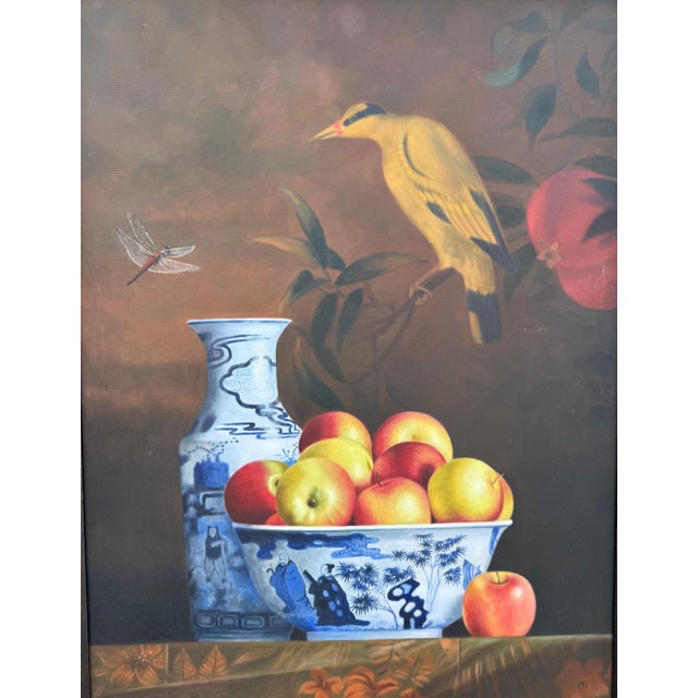 Pop Art Rene Chavelle, Large Trompe L'oeil Oil Painting Rene Chavelle Belgian Hyper Realist Apples, c.1980's For Sale - Image 3 of 10