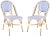 Blue Indoor-Outdoor French Bistro Stacking Side Chair in Blue & White & Light Brown - 2 Pieces For Sale - Image 8 of 8