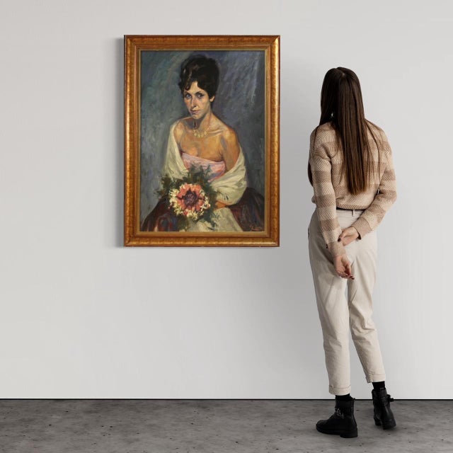 Italian Artist, Portrait of a Lady, 20th Century, Mixed Media For Sale - Image 3 of 14