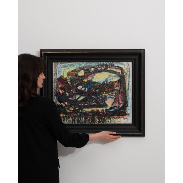 Mid 20th Century France Blue Wood Painting For Sale - Image 12 of 15