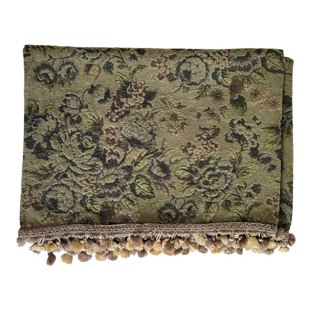 1990s French Style Tapestry Lap Blanket With Bullion Fringe For Sale