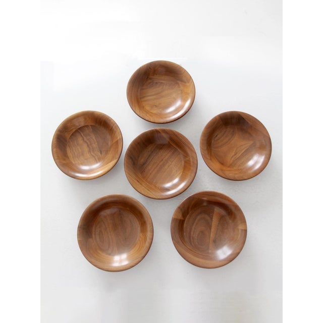Mid Century Walnut Serving Bowls Set of 6 For Sale - Image 11 of 12