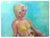 Multi-colored figurative oil painting of a woman in bikini bathing in the California sun by listed California artist Jon...
