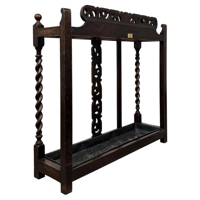 Wood 19th Century Antique English Oak Umbrella Stand For Sale - Image 7 of 11
