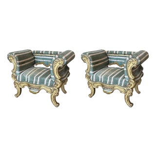Pair of French 19th Century Rococo Revival Giltwood Armchair For Sale