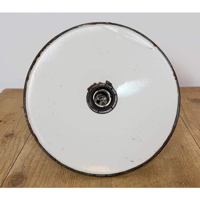 Industrial Blue Enamel Military Pendant Lamp with Cast Aluminium Top, 1960s For Sale - Image 17 of 18