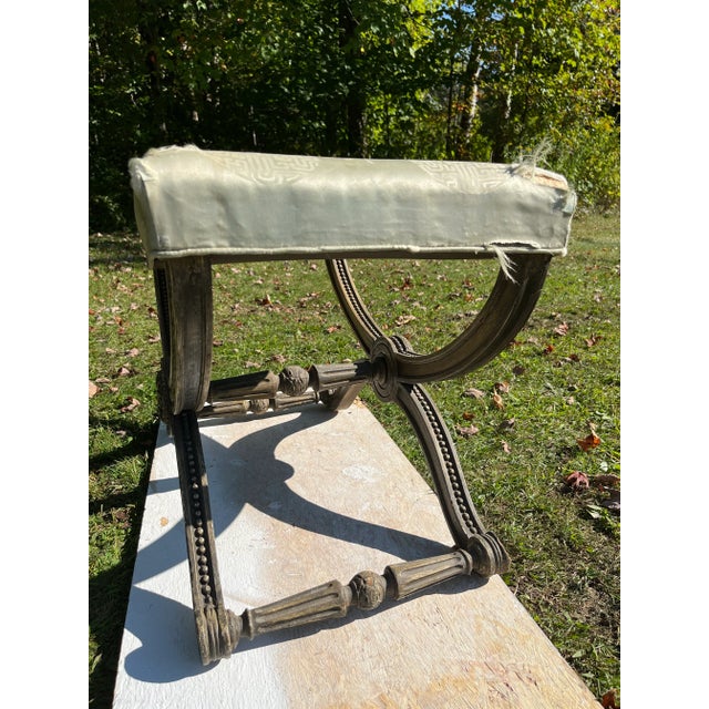 Wood Antique Carved Wood Curule Bench For Sale - Image 7 of 12