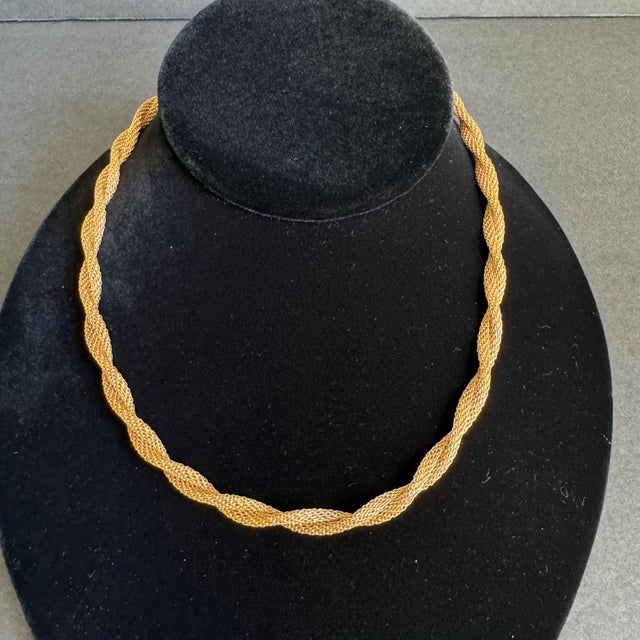 Vintage Gold Tone Mesh Twisted Necklace 80s 90s 16" Long Vintage condition with some general wear. Please take a look at...