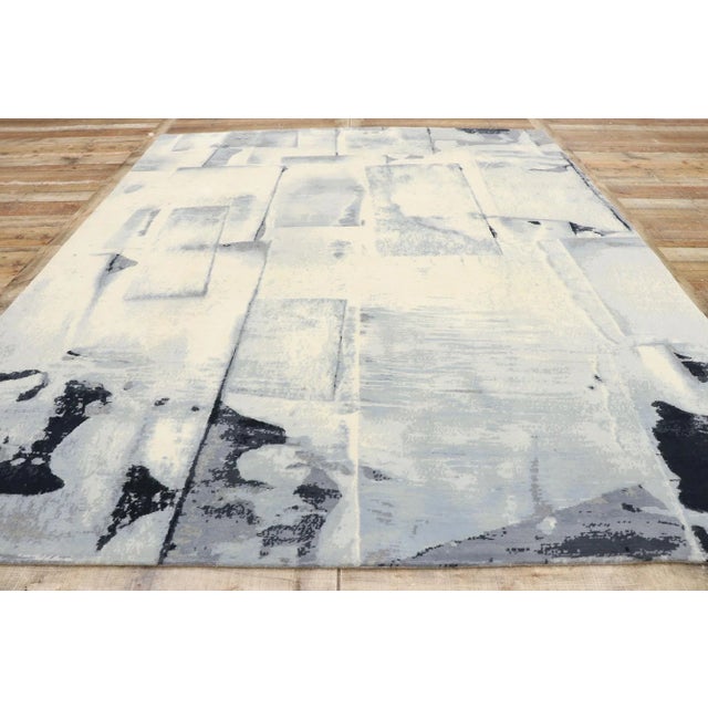 Textile Vintage Monochrome Franz Kline Style Rug, 8'1 X 9'11 For Sale - Image 7 of 10
