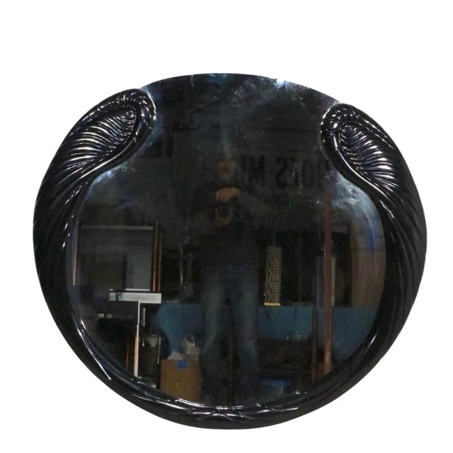 Late 20th Century Hollywood Regency Black Lacquer Mirror Made in Italy C. 1970/80’s For Sale - Image 5 of 12