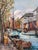 Vintage Original Oil Painting of a Canal Cityscape, Circa 1970s - Signed For Sale - Image 6 of 17