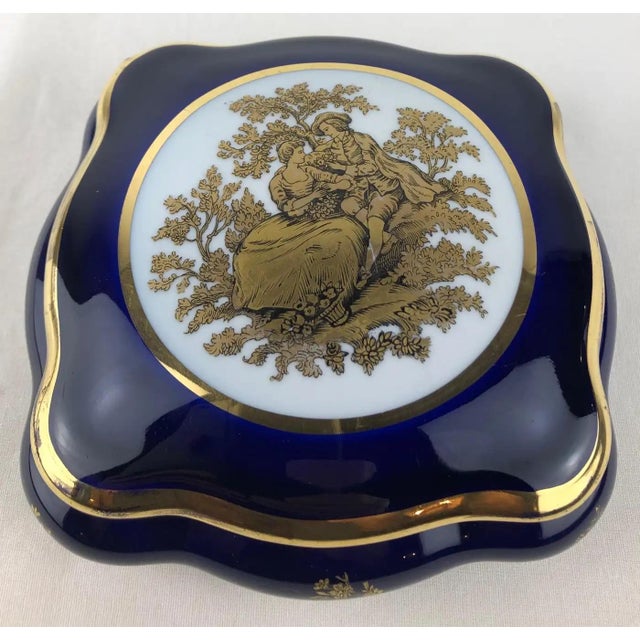 Beautiful hand painted Limoges porcelain candy dish, trinket, or jewelry box. This gorgeous French jewelry box is adorned...
