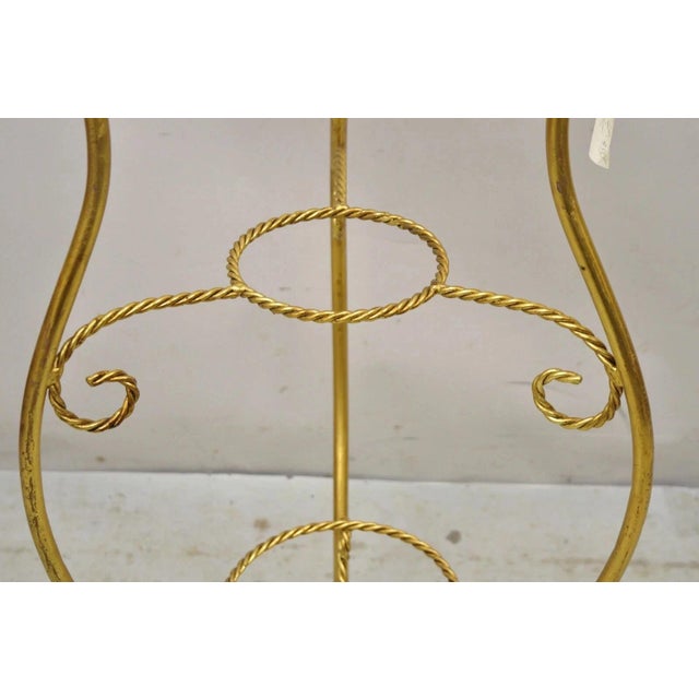 Metal Mid 20th Century Italian Hollywood Regency Gold Iron Rope 3 Tier Bath Washstand Plant Stand Table For Sale - Image 7 of 12