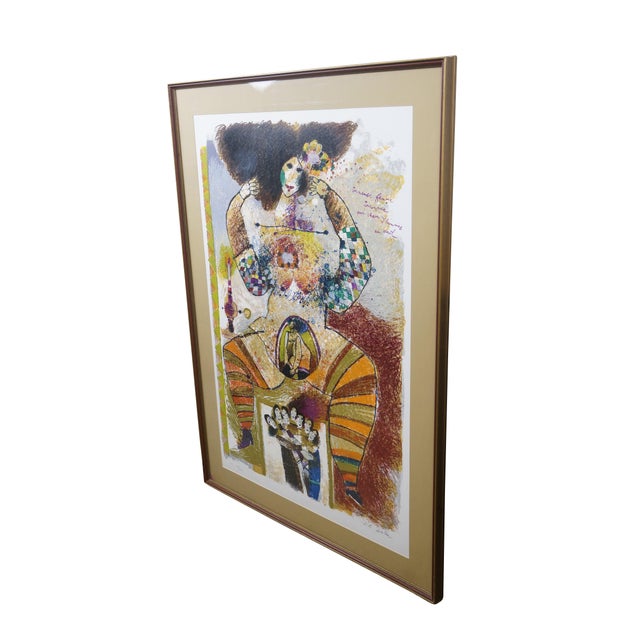 Abstract 1983 Theo Tobiasse Immense Femme Heart of Men Abstract Hc Lithograph 50" For Sale - Image 3 of 14