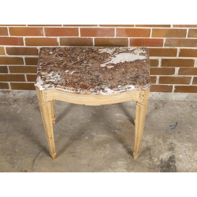 19th Century Italian Neoclassical 19th Century Bleached Oak Console Table with Red Marble Top For Sale - Image 5 of 11