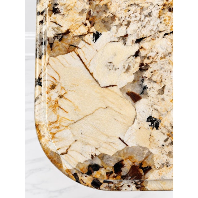 Custom American-Designed 80” Delicatus Gold Granite Dining Table | Brazilian Natural Stone For Sale - Image 11 of 15