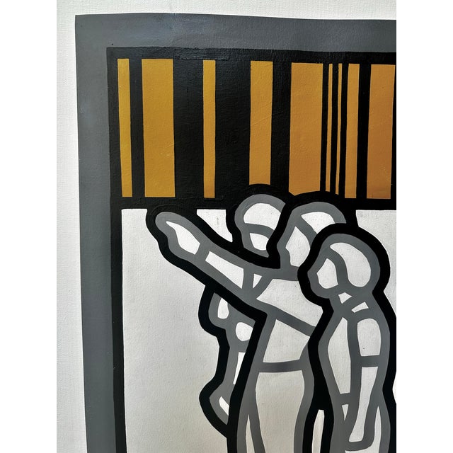 1980s Abstract Figurative Modern Albinet, Jean Paul "A0061302562" Acrylic Painting on Canvas For Sale - Image 4 of 8