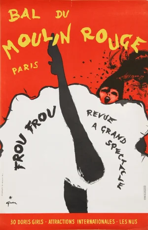 "Bal Du Moulin Rouge, Paris (Frou Frou)", Lithograph Poster by Rene Gruau