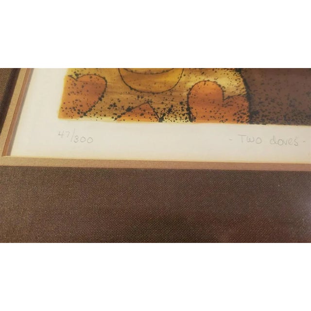 Contemporary 1970s Jablonsky Modern Figurative Print "Two Doves" Signed For Sale - Image 3 of 6