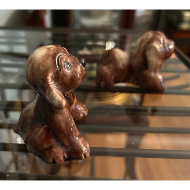Lichten Ware Ceramic Brown Dogs Vintage 1940s. Vintage ceramic brown dog figurines, likely Cocker Soaniels from the...