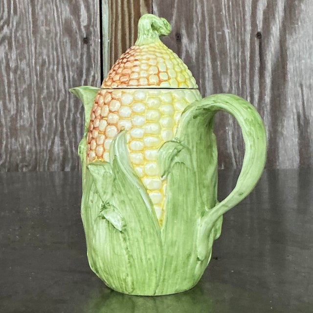 Vintage Italian Corn Cob Teapot For Sale - Image 4 of 7