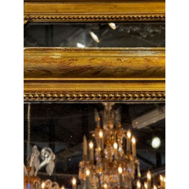 Wood Large Scale Gold Louis Philippe Mirror With Mercury Glass For Sale - Image 7 of 10